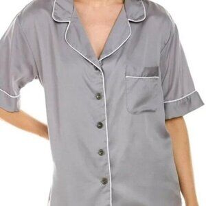 Ettitude Short Sleeve Pajama Top in Fog & A pair Of Pajama Pants White S New